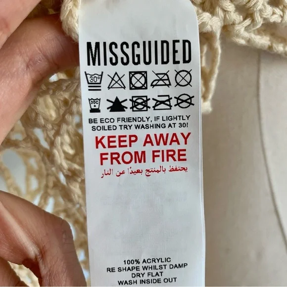 MISSGUIDED Hexagon Stitch Cropped Crochet Sweater in Natural Beige